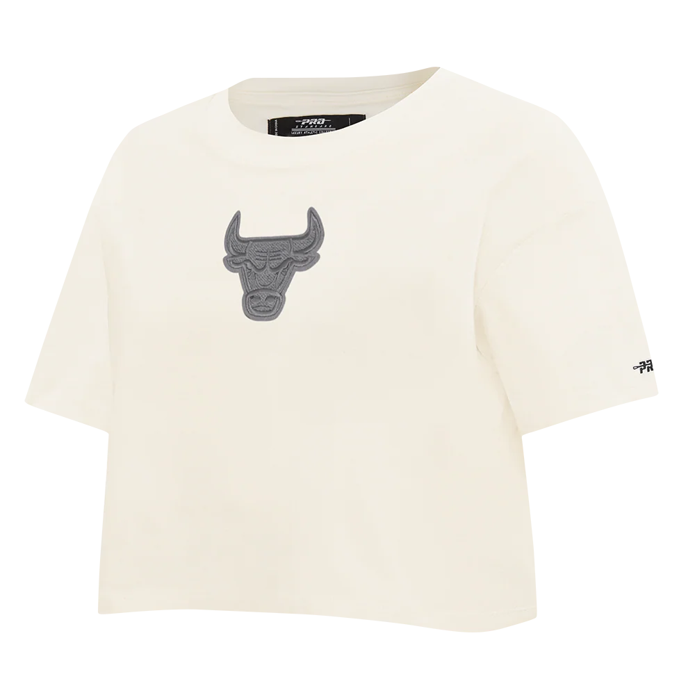 NBA CHICAGO BULLS REVERSE FRENCH TERRY WOMEN'S SINGLE JERSEY BOXY TEE (EGGSHELL) - Image 2