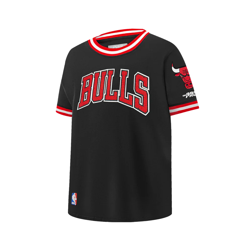 NBA CHICAGO BULLS CLASSIC BIG BOYS SHORT SLEEVE STRIPED RIB TEE (BLACK/RED) - Image 8
