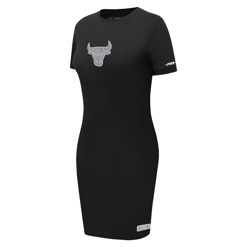 NBA CHICAGO BULLS REVERSE FRENCH TERRY WOMEN'S BODYCON DRESS (BLACK) - Image 2
