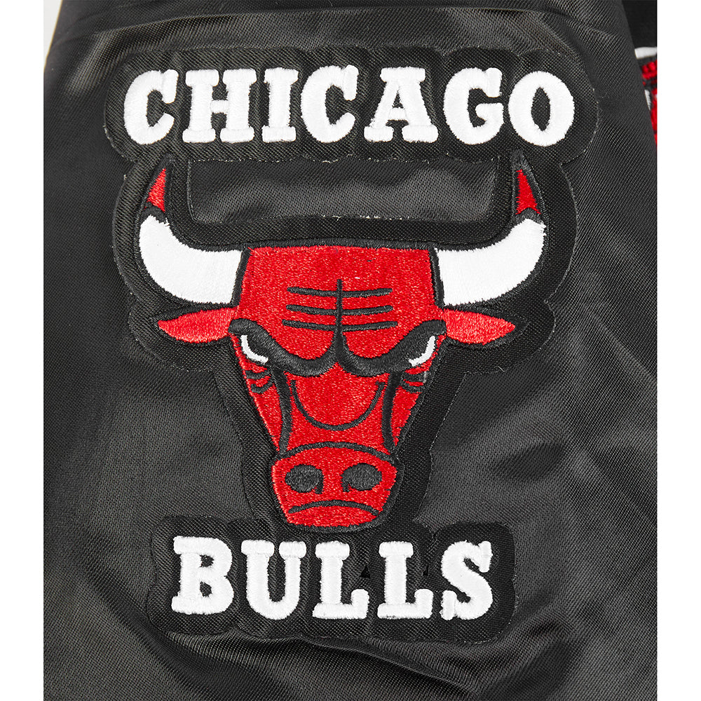 NBA CHICAGO BULLS RETRO CLASSIC BIG BOYS RIB SATIN JACKET (BLACK/RED/BLACK) - Image 5