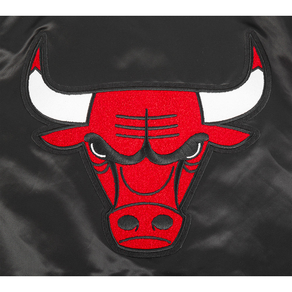 NBA CHICAGO BULLS RETRO CLASSIC BIG BOYS RIB SATIN JACKET (BLACK/RED/BLACK) - Image 9
