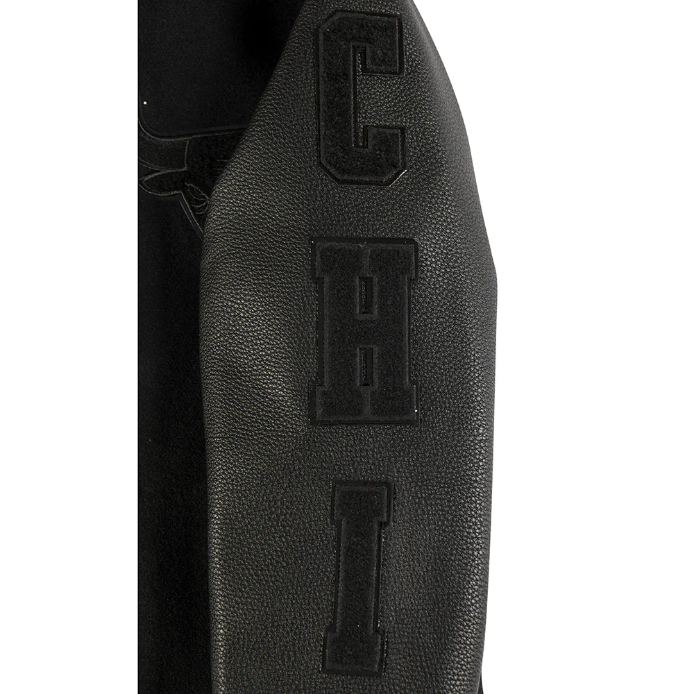 NBA CHICAGO BULLS TRIPLE BLACK BIG BOYS WOOL VARSITY JACKET (JET BLACK) - Image 7