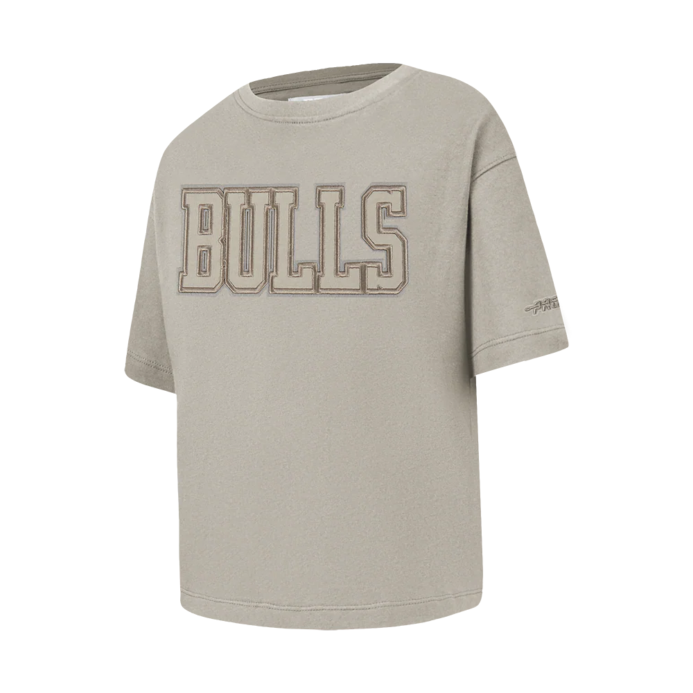 NBA CHICAGO BULLS NEUTRAL BIG GIRLS SHORT SLEEVE BOXY TEE (TAUPE) - Image 2