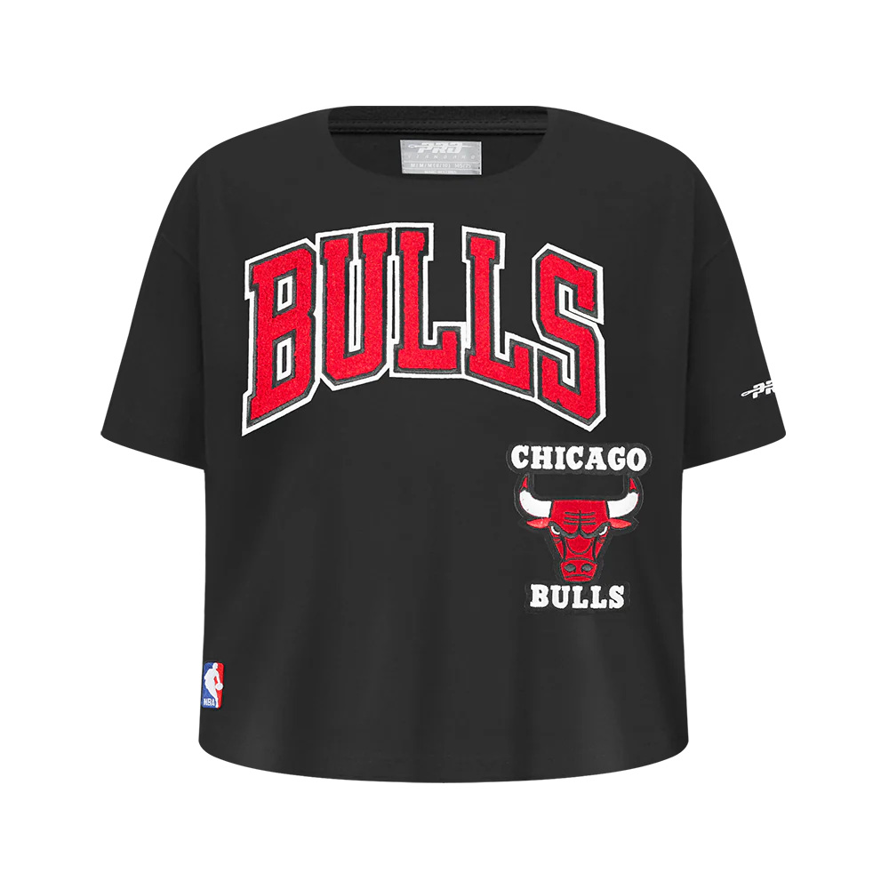 NBA CHICAGO BULLS RETRO CLASSIC BIG GIRLS SHORT SLEEVE BOXY TEE (BLACK)