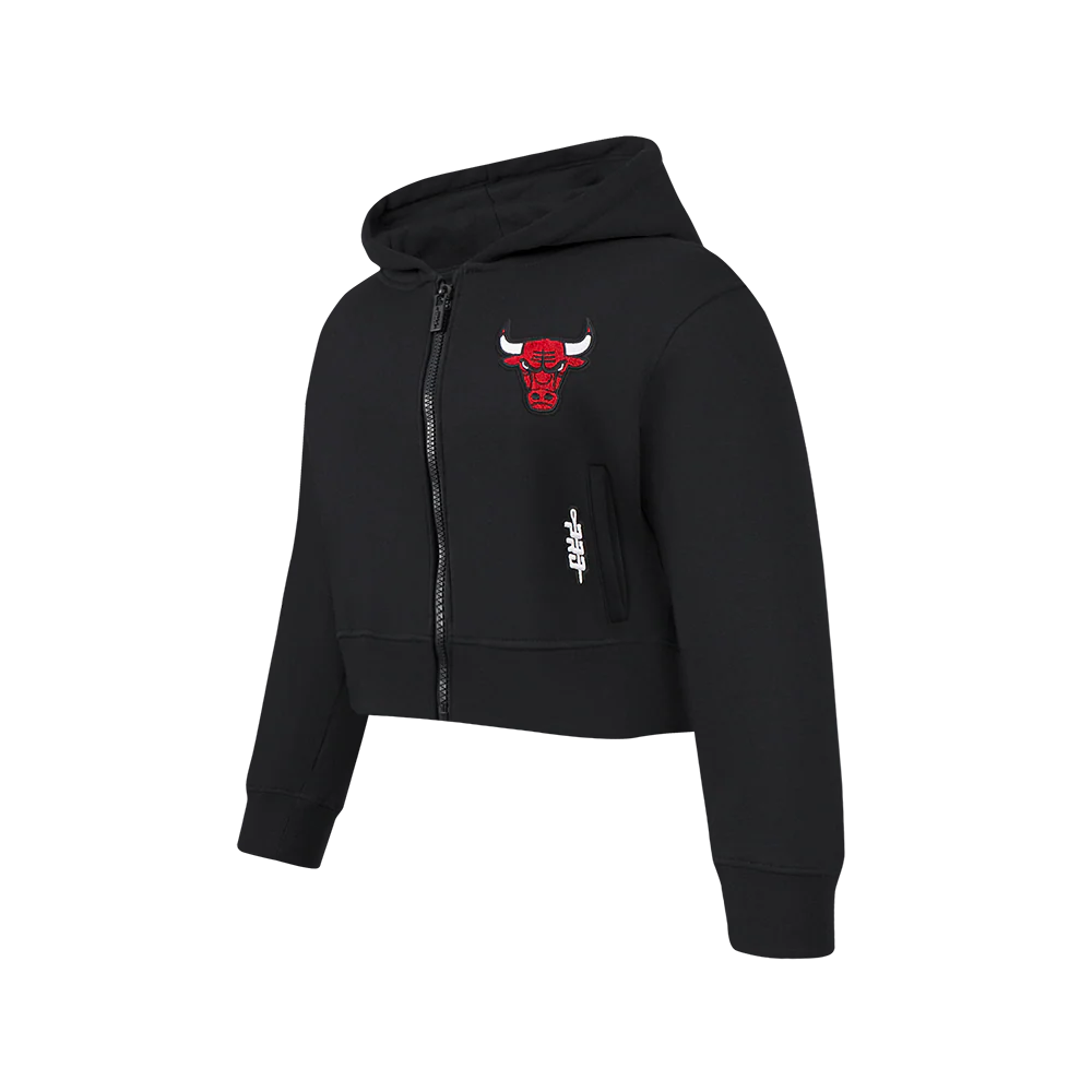 NBA CHICAGO BULLS CLASSIC BIG GIRLS FLEECE FULL ZIP HOODIE (BLACK) - Image 2
