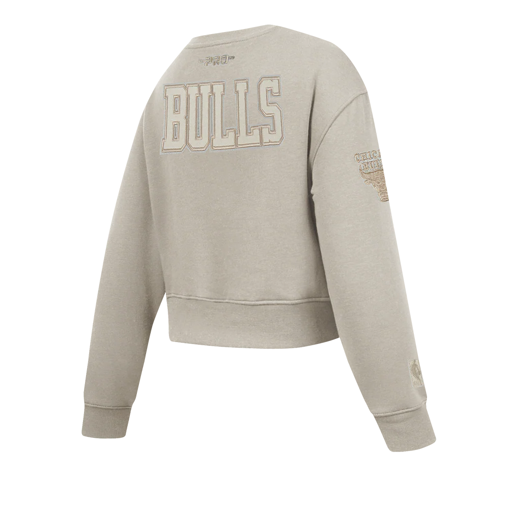 NBA CHICAGO BULLS NEUTRAL BIG GIRLS FLEECE CREWNECK (TAUPE) - Image 4