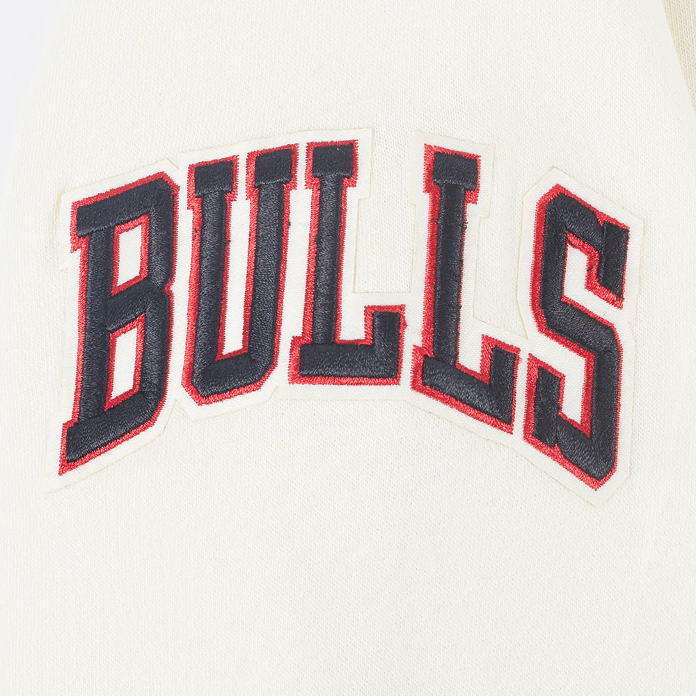 NBA CHICAGO BULLS RETRO CLASSIC BIG GIRLS RIB FLEECE PULLOVER HOODIE (EGGSHELL/ RED) - Image 7