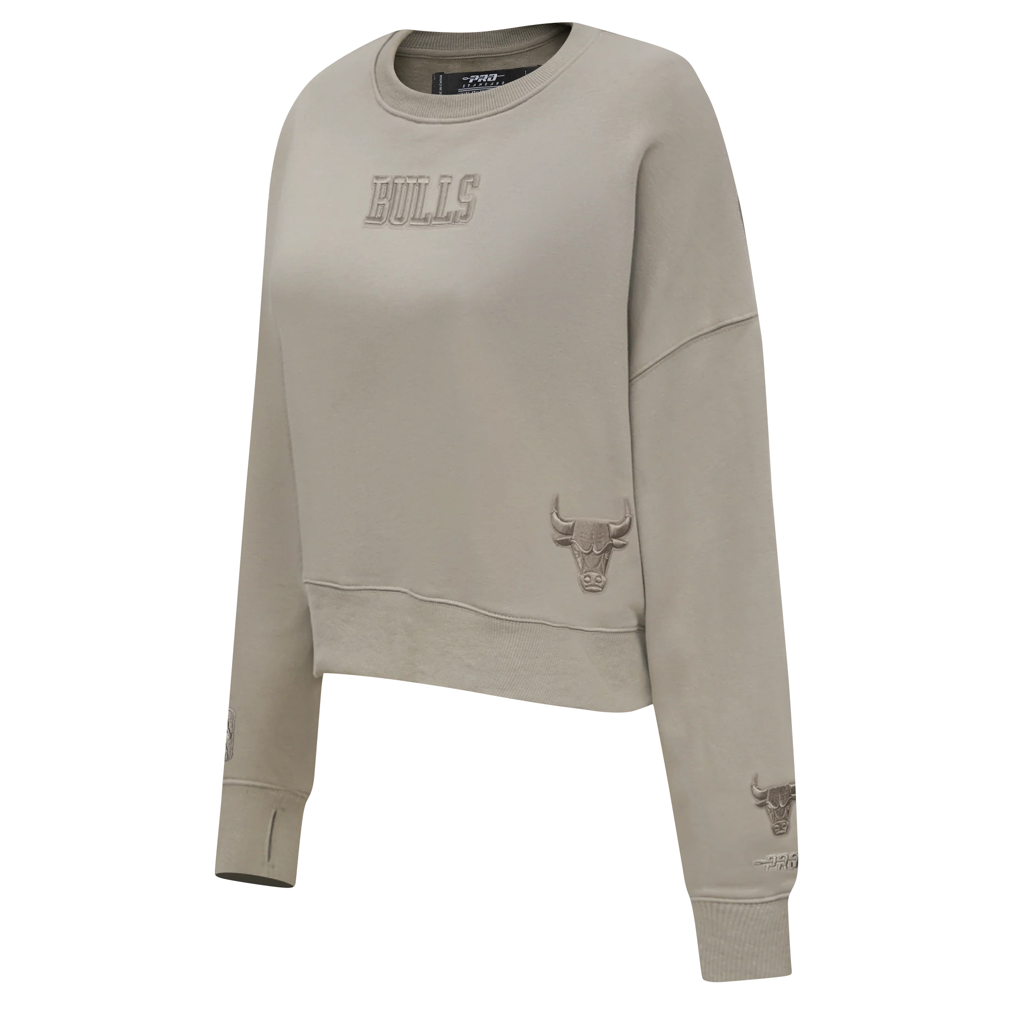 NBA CHICAGO BULLS WINGSPAN WOMEN'S FLC CREWNECK (TAUPE) - Image 4