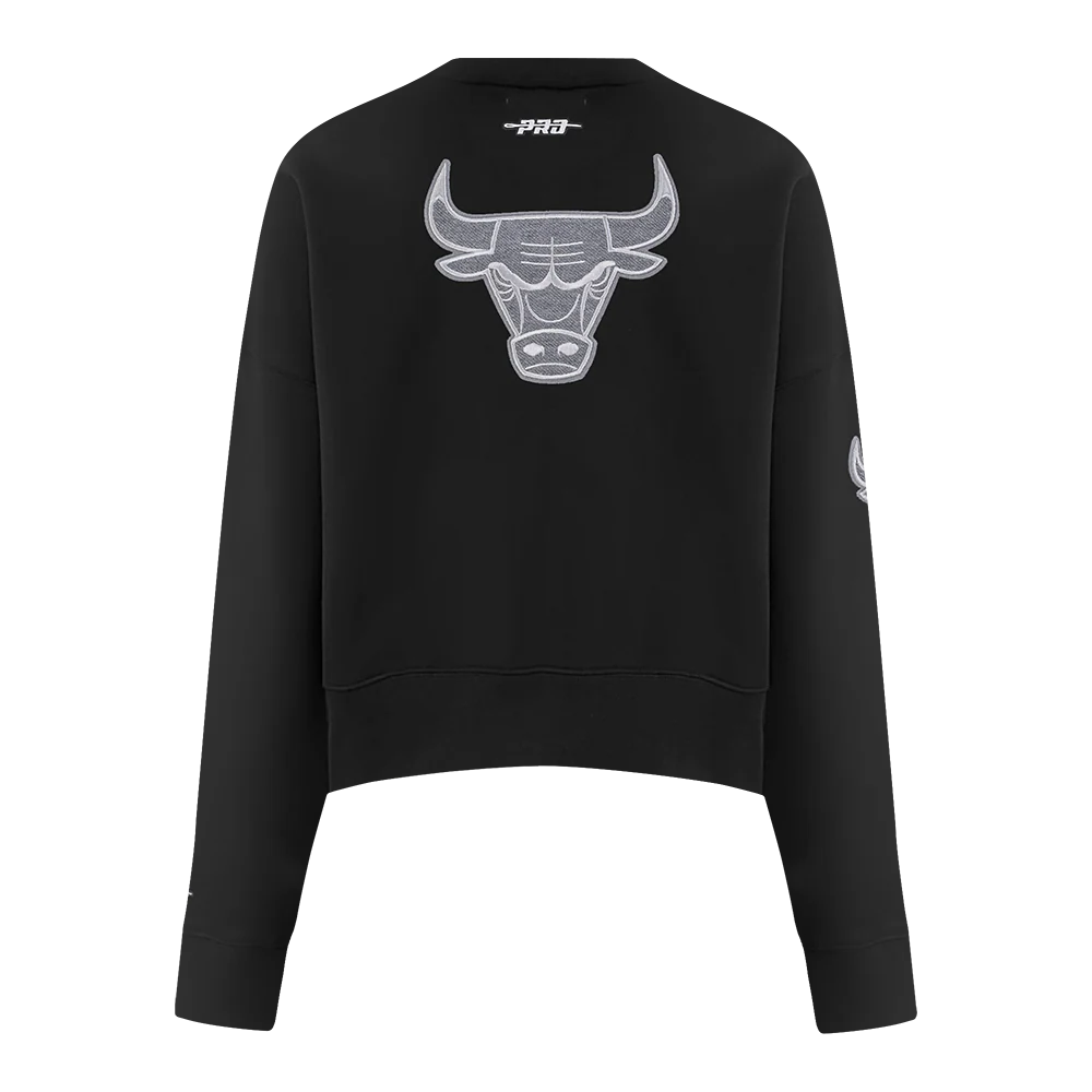 NBA CHICAGO BULLS REVERSE FRENCH TERRY WOMEN'S FLEECE CREWNECK (BLACK) - Image 3