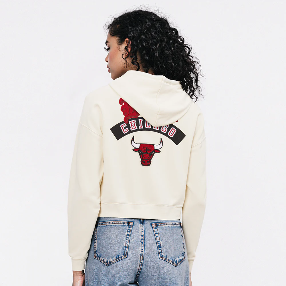 NBA CHICAGO BULLS BEST OF WOMEN'S FLC FZ HOODIE (EGGSHELL) - Image 2