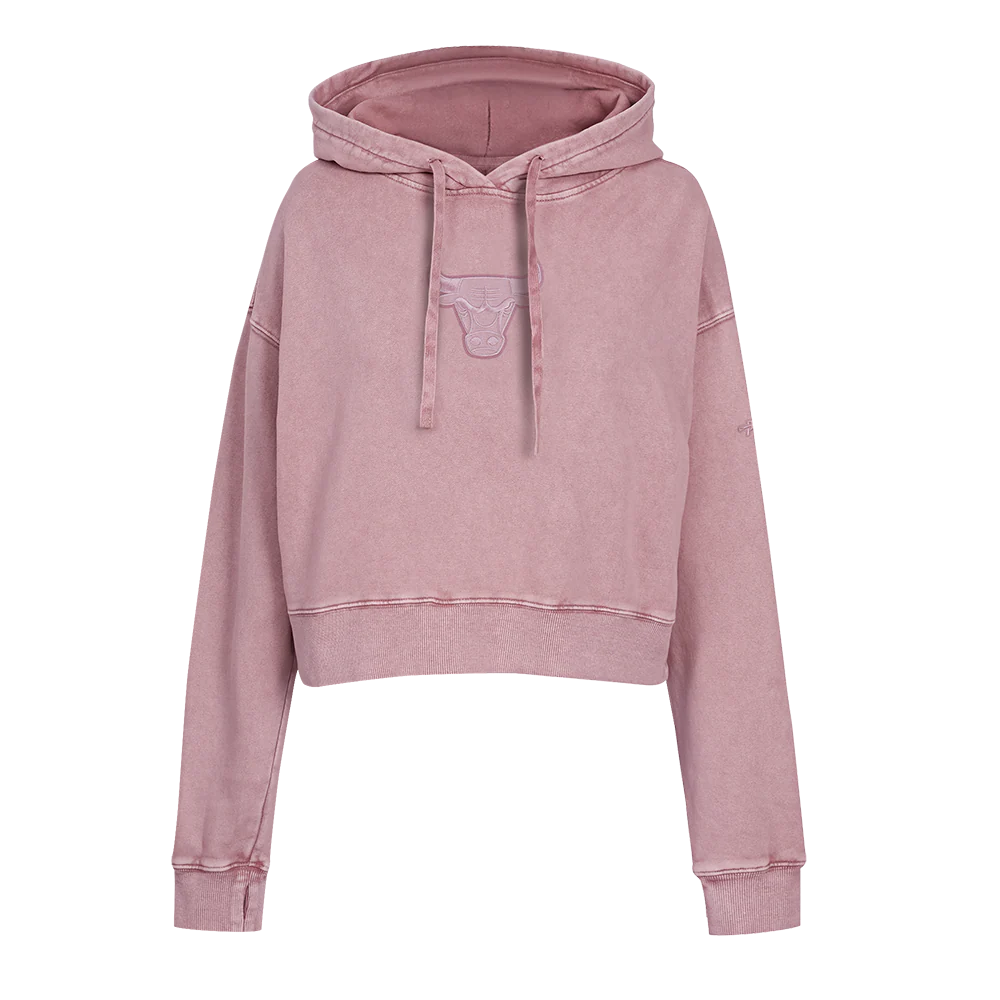 NBA CHICAGO BULLS WASHED CLASSIC WOMEN'S ENZYME WASH FT CROPPED PO HOO (WASHED MAUVE)