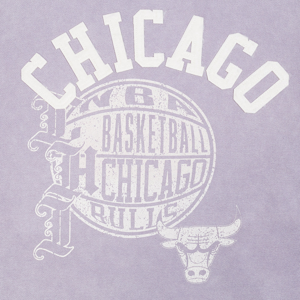 NBA CHICAGO BULLS STREET TEAM WOMEN'S ENZYME WASH FT CROPPED PO HOODIE (WASHED LILAC GRAY) - Image 5
