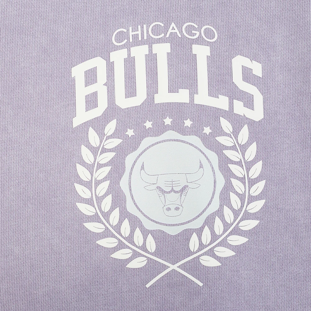 NBA CHICAGO BULLS STREET TEAM WOMEN'S ENZYME WASH FT CROPPED PO HOODIE (WASHED LILAC GRAY) - Image 6