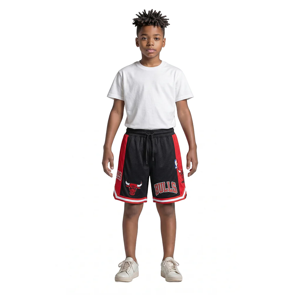 NBA CHICAGO BULLS CLASSIC LITTLE BOYS FLEECE 2.0 SHORT (BLACK/RED) - Image 3