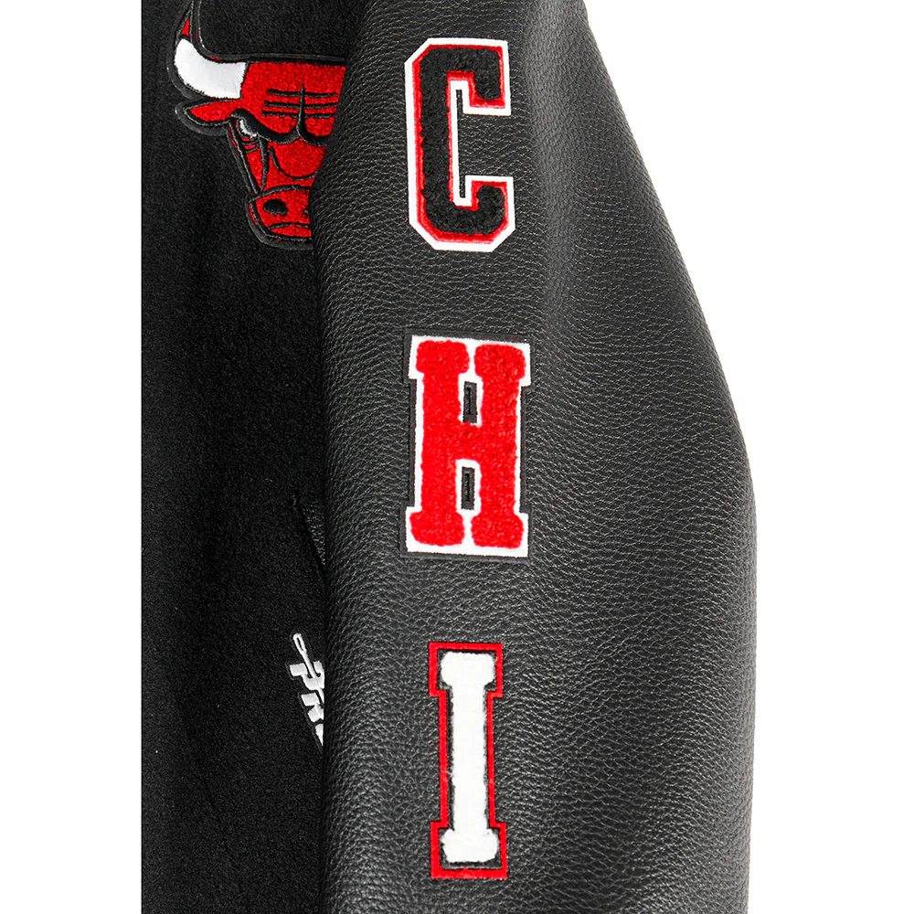 NBA CHICAGO BULLS CLASSIC LITTLE BOYS WOOL VARSITY JACKET (JET BLACK) - Image 5