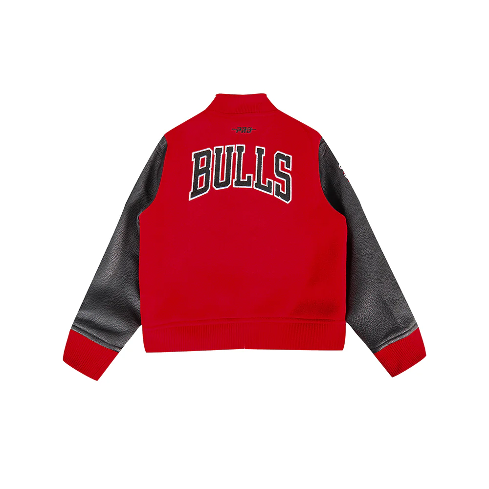 NBA CHICAGO BULLS CLASSIC LITTLE BOYS WOOL VARSITY JACKET (RED/BLACK) - Image 4