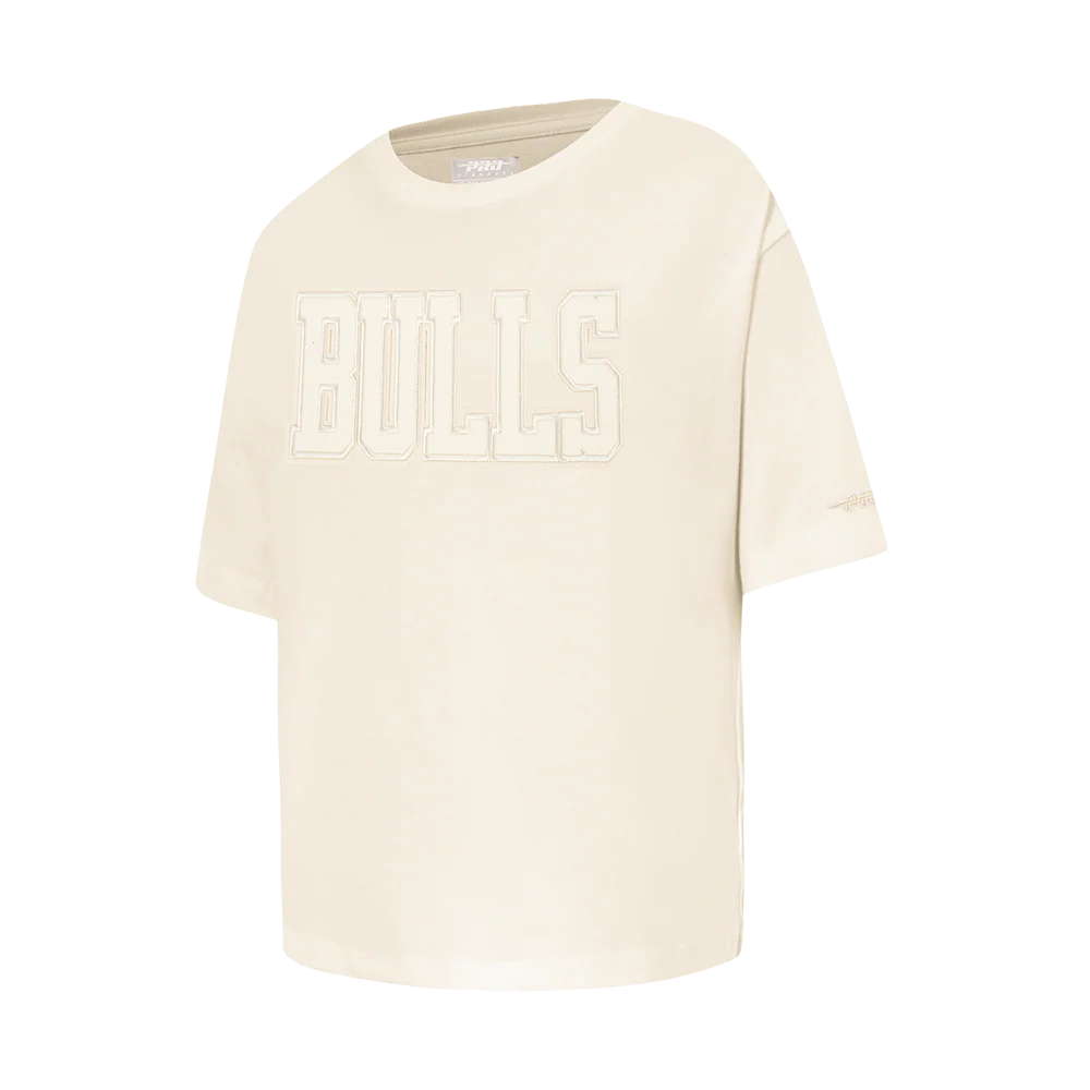 NBA CHICAGO BULLS NEUTRAL LITTLE GIRLS SHORT SLEEVE BOXY TEE (EGGSHELL) - Image 2