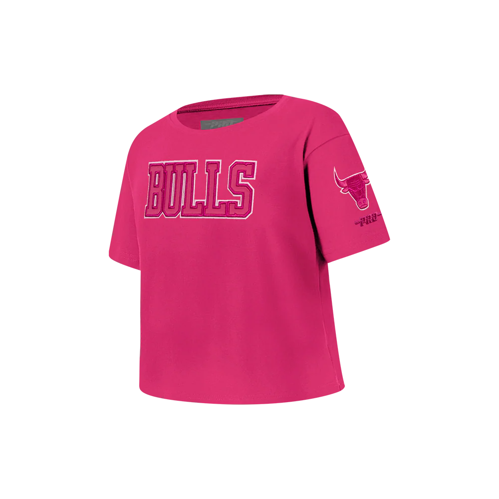 NBA CHICAGO BULLS TRIPLE PINK LITTLE GIRLS SHORT SLEEVE BOXY TEE (BEETROOT PURPLE) - Image 2