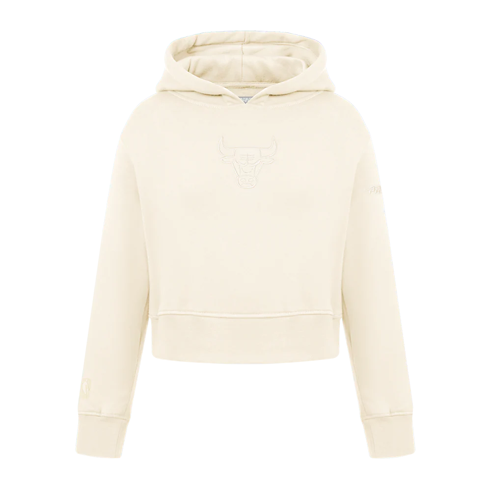 NBA CHICAGO BULLS NEUTRAL LITTLE GIRLS FLEECE PULLOVER HOODIE (EGGSHELL)