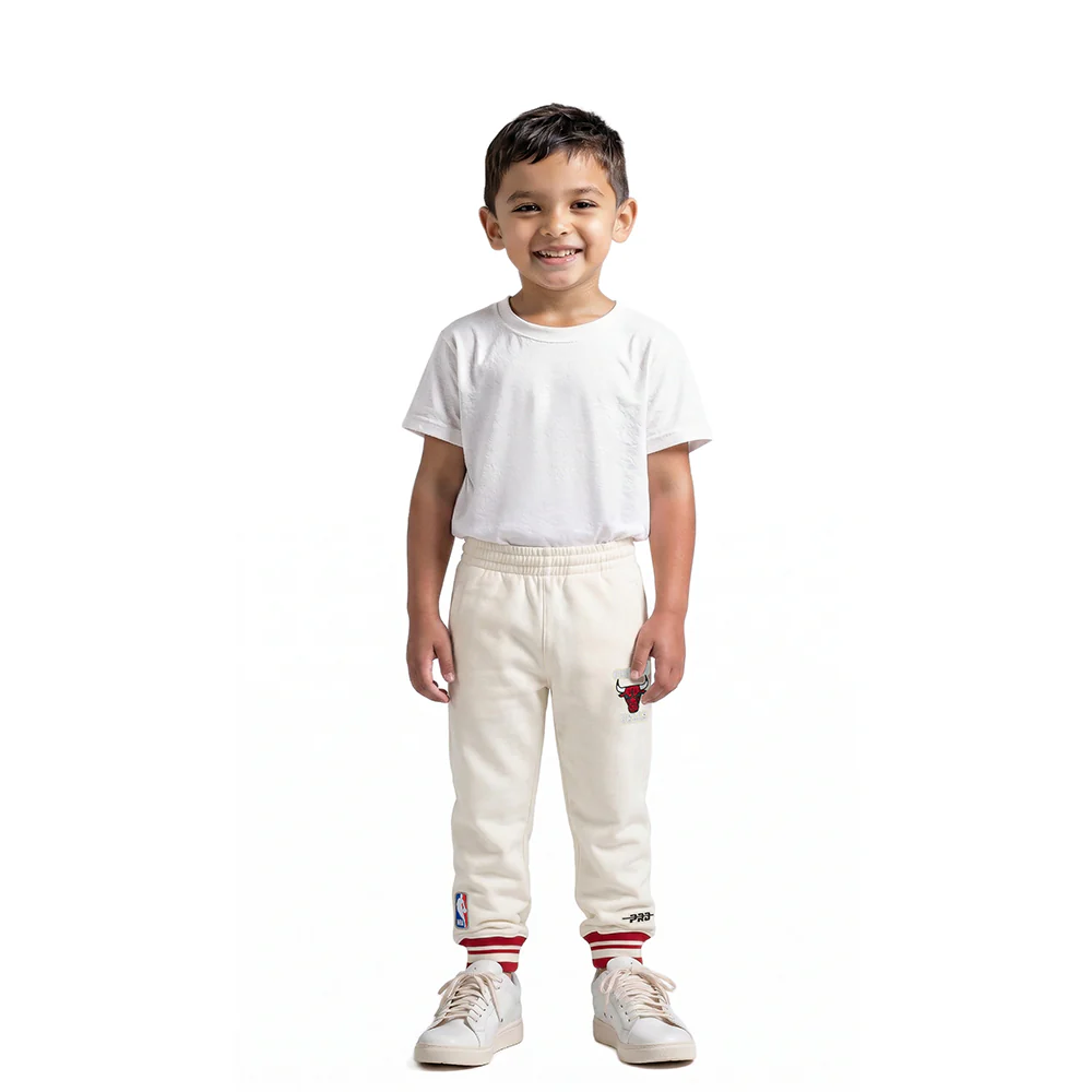 NBA CHICAGO BULLS RETRO CLASSIC TODDLER BOYS RIB SWEATPANT (EGGSHELL/ RED) - Image 3