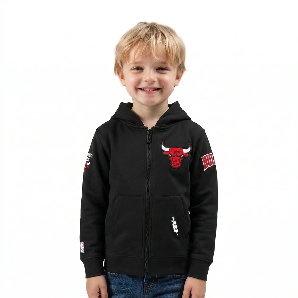 NBA CHICAGO BULLS CLASSIC TODDLER BOYS FLEECE PULLOVER HOODIE (BLACK)