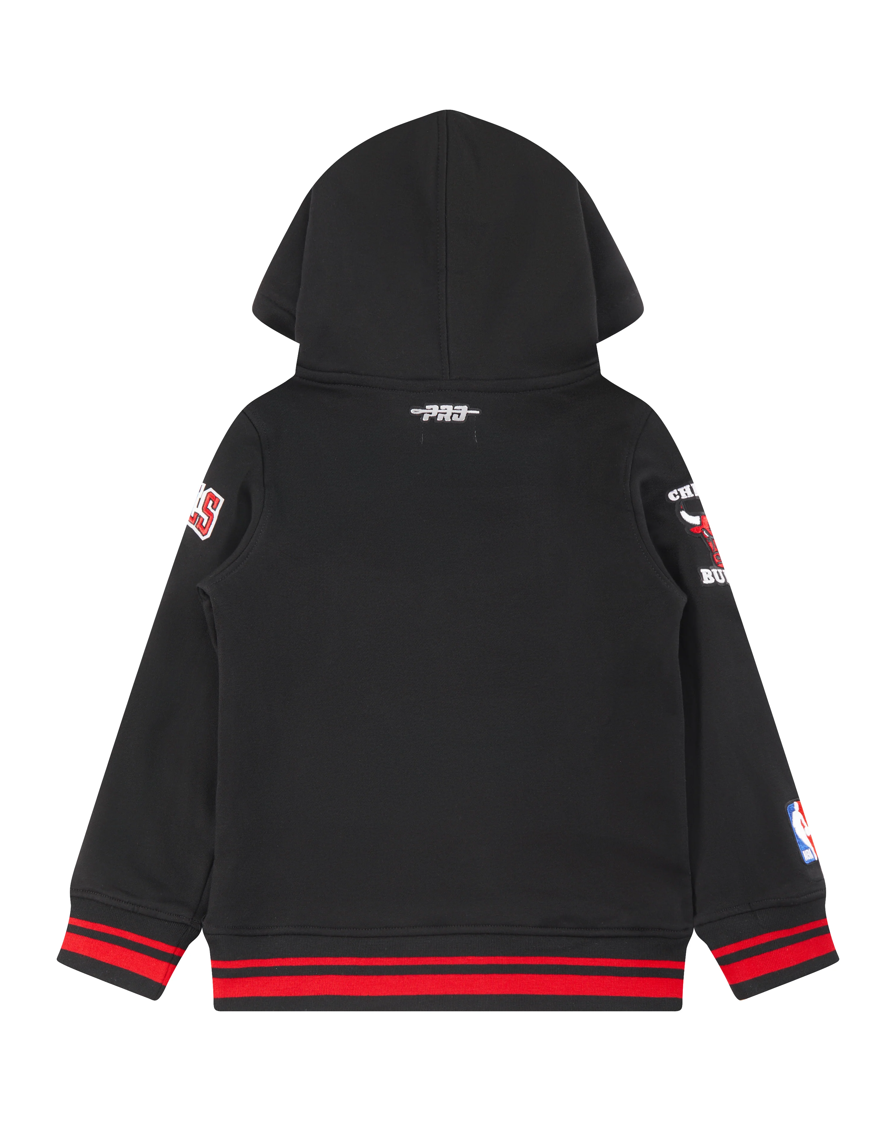 NBA CHICAGO BULLS RETRO CLASSIC TODDLER BOYS RIB FLEECE PULLOVER HOODIE (BLACK/RED/BLACK) - Image 4