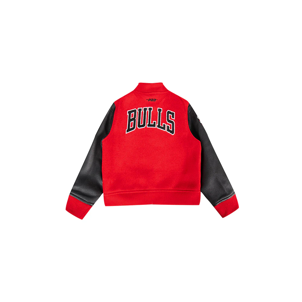 NBA CHICAGO BULLS CLASSIC TODDLER BOYS WOOL VARSITY JACKET (RED/BLACK) - Image 4