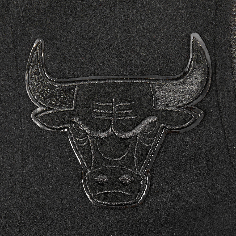 NBA CHICAGO BULLS TRIPLE BLACK TODDLER BOYS WOOL VARSITY JACKET (JET BLACK) - Image 5
