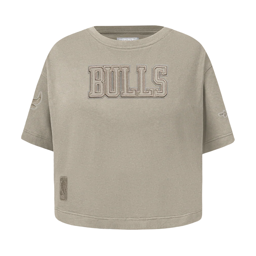 NBA CHICAGO BULLS NEUTRAL TODDLER GIRLS SHORT SLEEVE BOXY TEE (TAUPE)