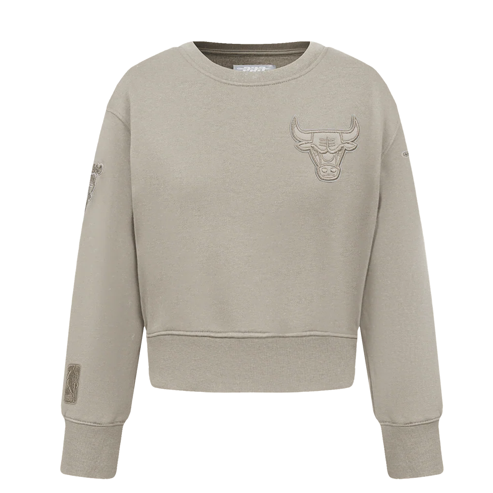 NBA CHICAGO BULLS NEUTRAL TODDLER GIRLS FLEECE CREWNECK (TAUPE)