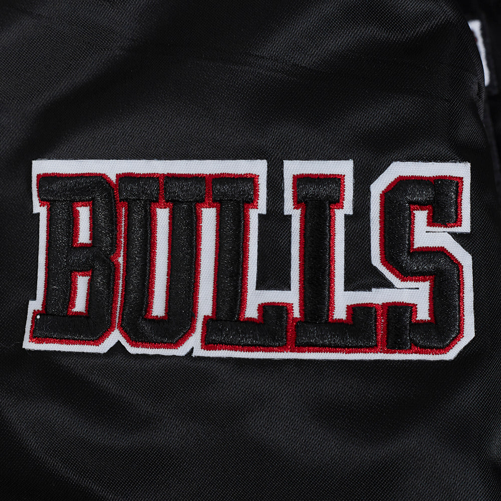 NBA CHICAGO BULLS GAME DAY CLASSICS WOMEN'S SATIN JACKET (BLACK) - Image 7