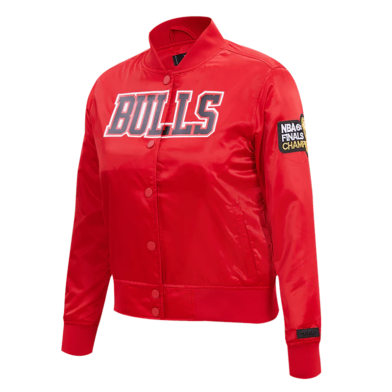 NBA CHICAGO BULLS CLASSIC WOMEN'S SATIN JACKET (RED) - Image 2