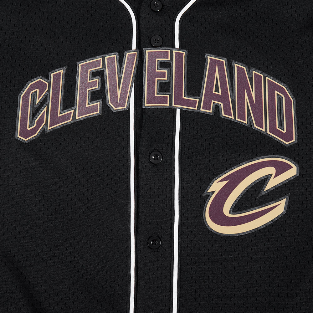 NBA CLEVELAND CAVALIERS CLASSIC MEN'S MESH BUTTON DOWN SHIRT (BLACK) - Image 7