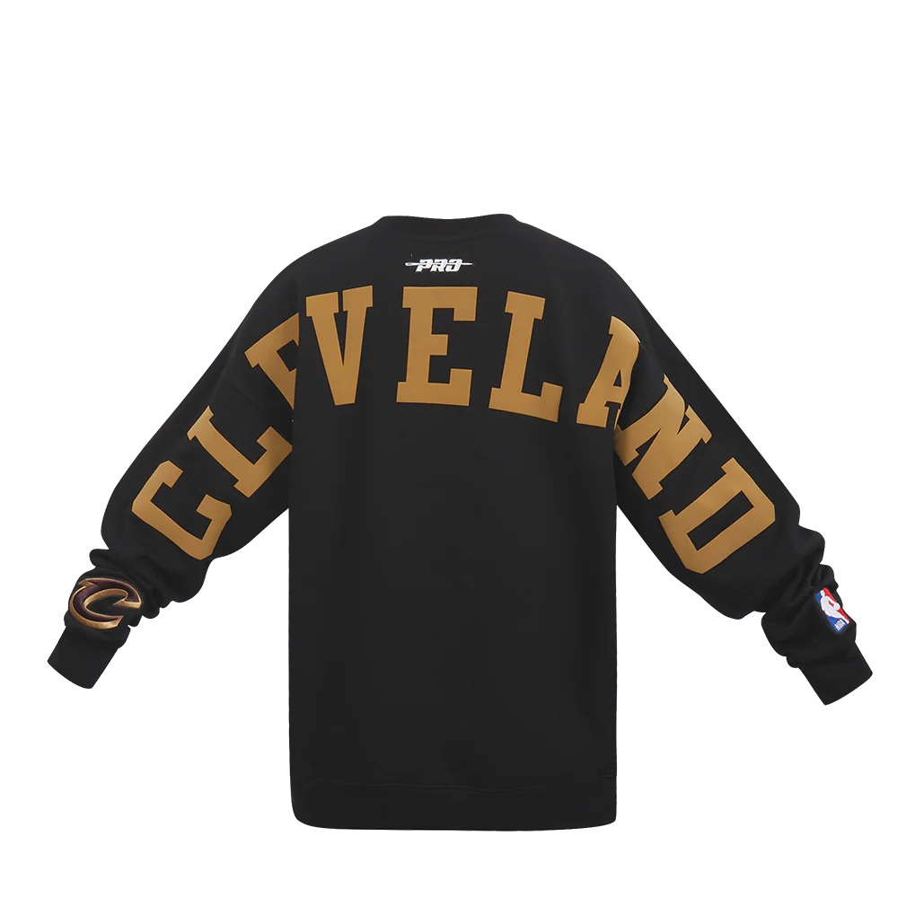 NBA CLEVELAND CAVALIERS WINGSPAN MEN'S DROP SHOULDER FLEECE CREWNECK (BLACK) - Image 3