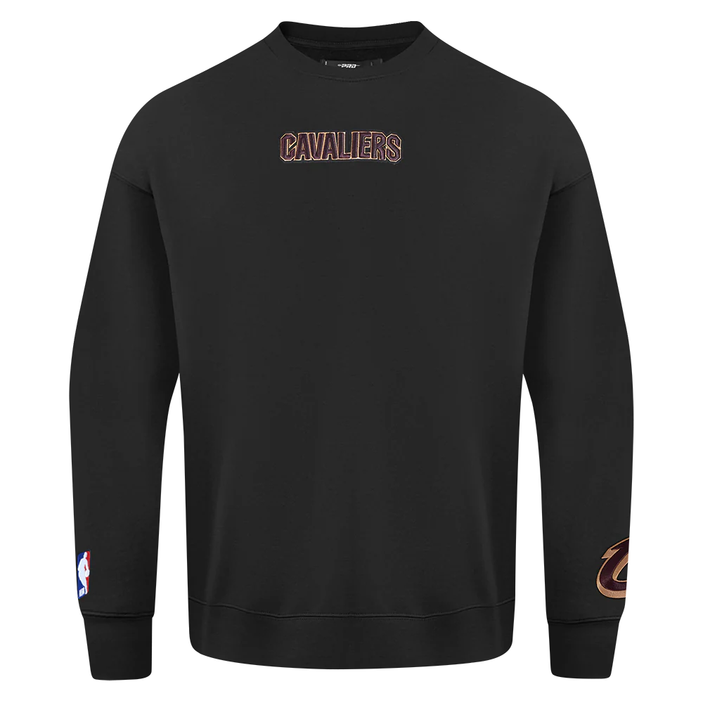 NBA CLEVELAND CAVALIERS WINGSPAN MEN'S DROP SHOULDER FLEECE CREWNECK (BLACK) - Image 4