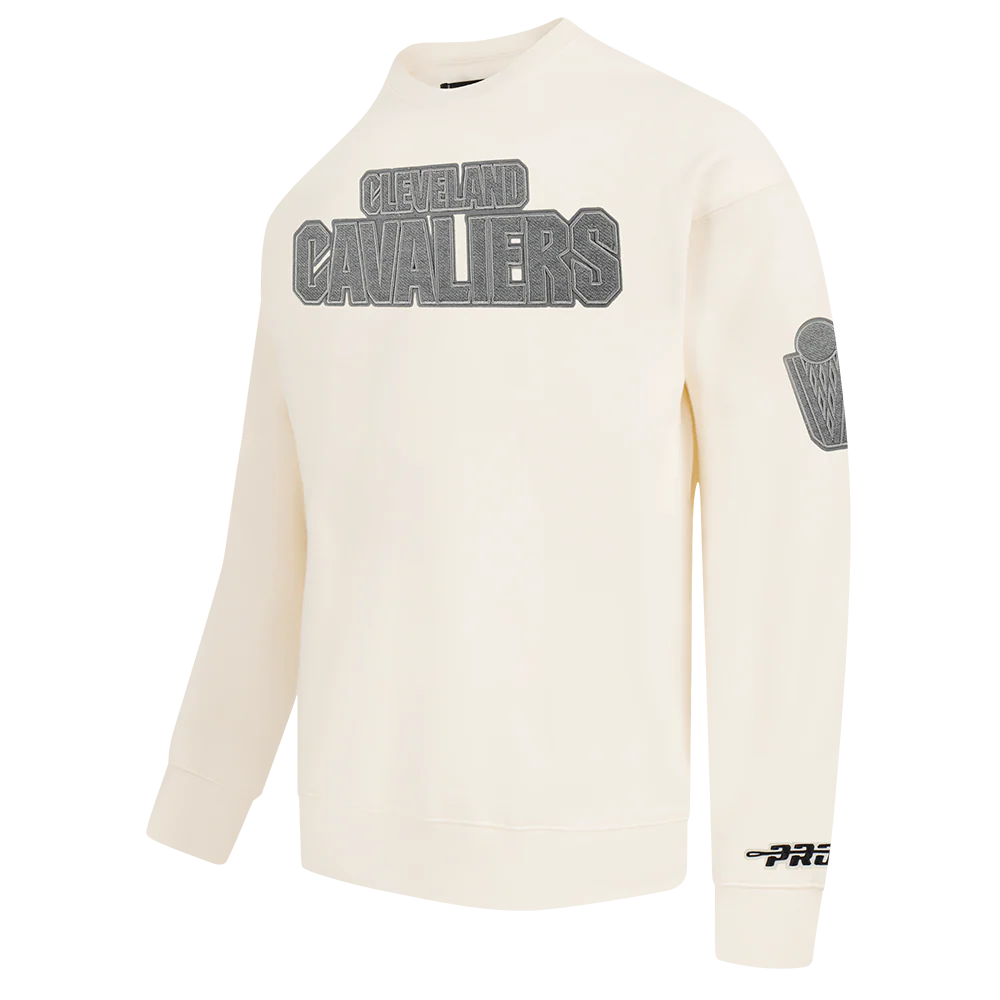 NBA CLEVELAND CAVALIERS REVERSE FRENCH TERRY MEN'S DROP SHOULDER FLC CREWNECK (EGGSHELL) - Image 2