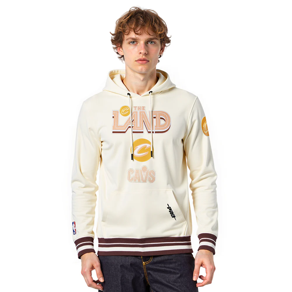 NBA CLEVELAND CAVALIERS CITY EDITION 25-26 MEN'S RIB FLC PO HOODIE (EGGSHELL/WINE)