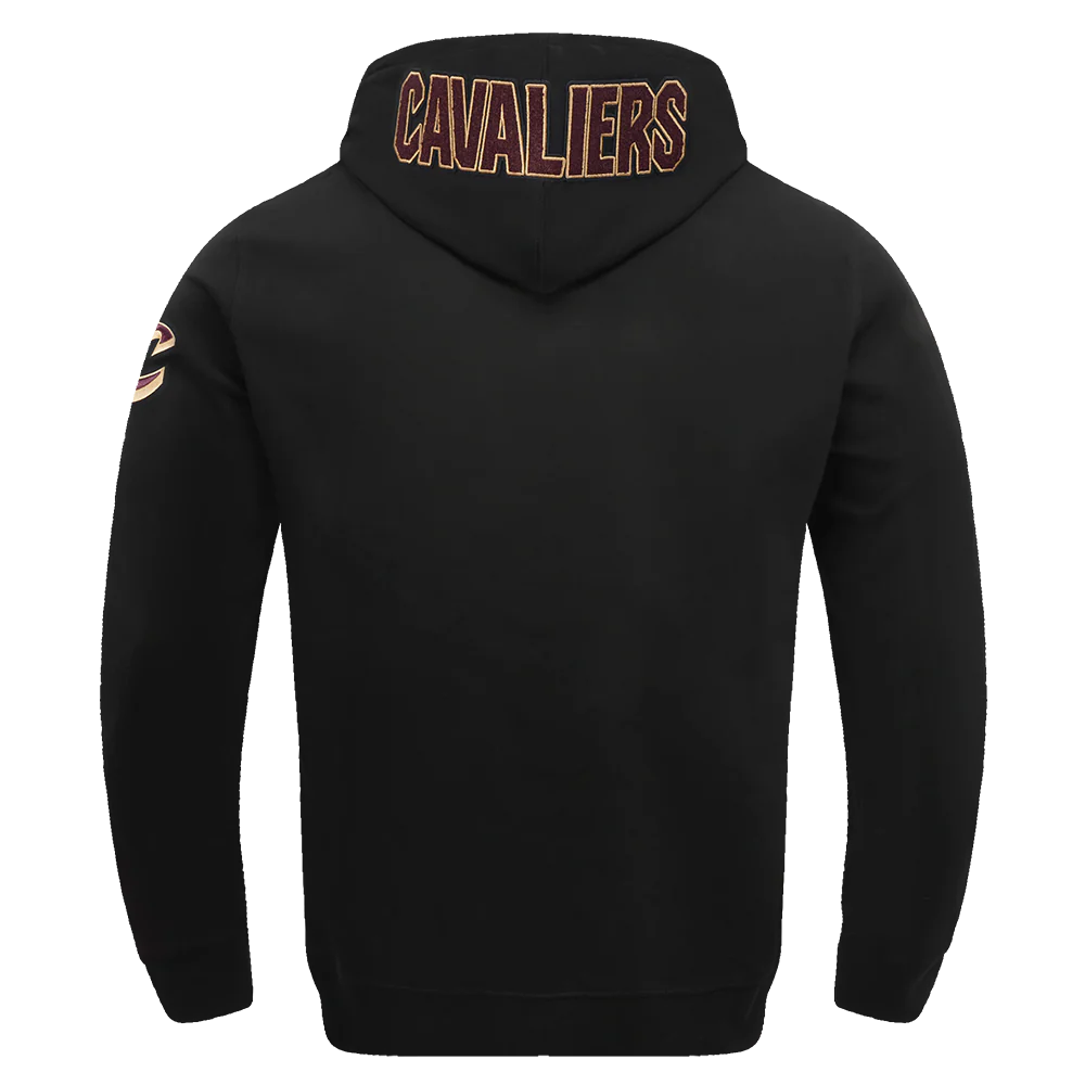 NBA CLEVELAND CAVALIERS CLASSIC CHENILLE MEN'S DOUBLE KNIT PULLOVER HOODIE (BLACK) - Image 3