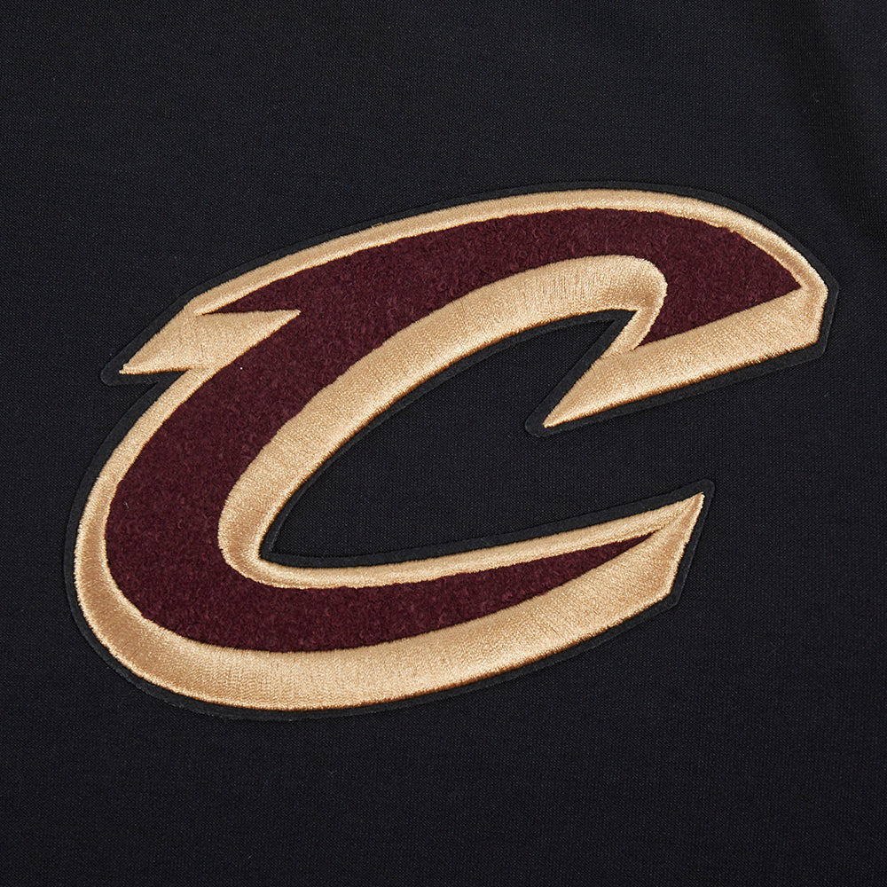 NBA CLEVELAND CAVALIERS CLASSIC CHENILLE MEN'S DOUBLE KNIT PULLOVER HOODIE (BLACK) - Image 5