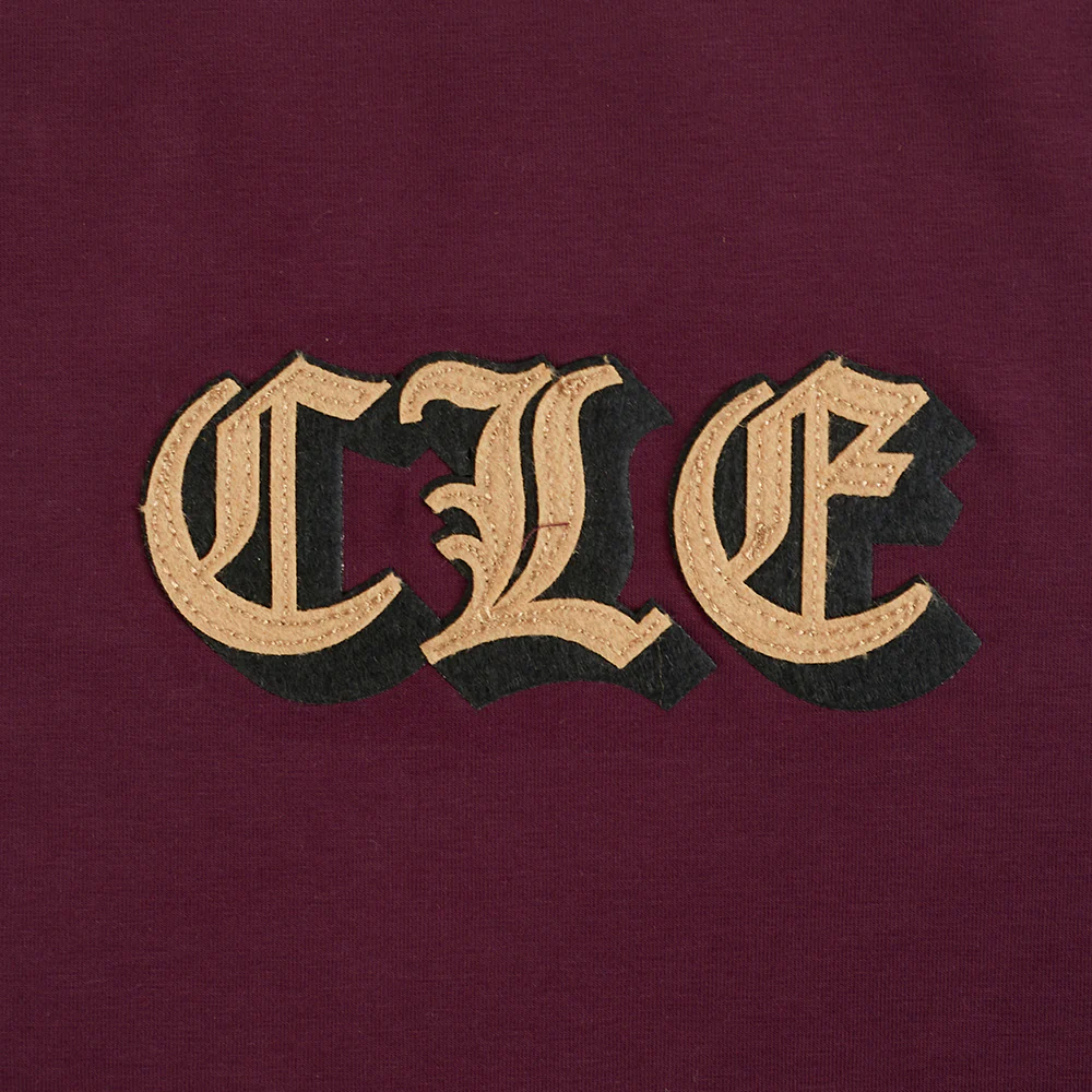 NBA CLEVELAND CAVALIERS OLD ENGLISH WOMEN'S SJ BOXY TEE (WINE) - Image 6