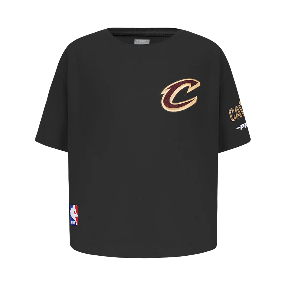 NBA CLEVELAND CAVALIERS CLASSIC BIG GIRLS SHORT SLEEVE BOXY TEE (BLACK)
