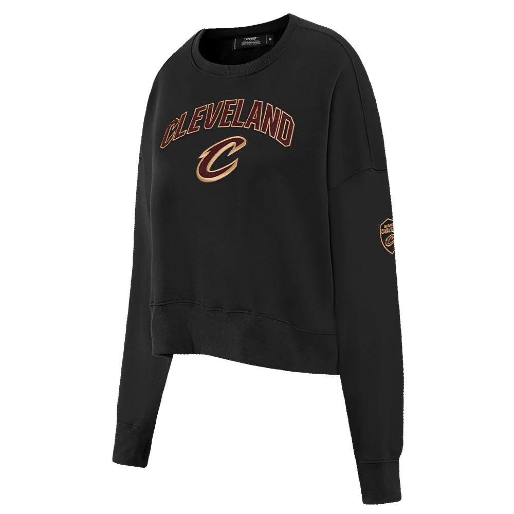 NBA CLEVELAND CAVALIERS CLASSIC WOMEN'S FLEECE CREWNECK (BLACK) - Image 2
