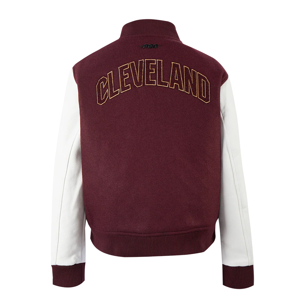 NBA CLEVELAND CAVALIERS CLASSIC WOMEN'S WOOL VARSITY JACKET (WINE/WHITE) - Image 3