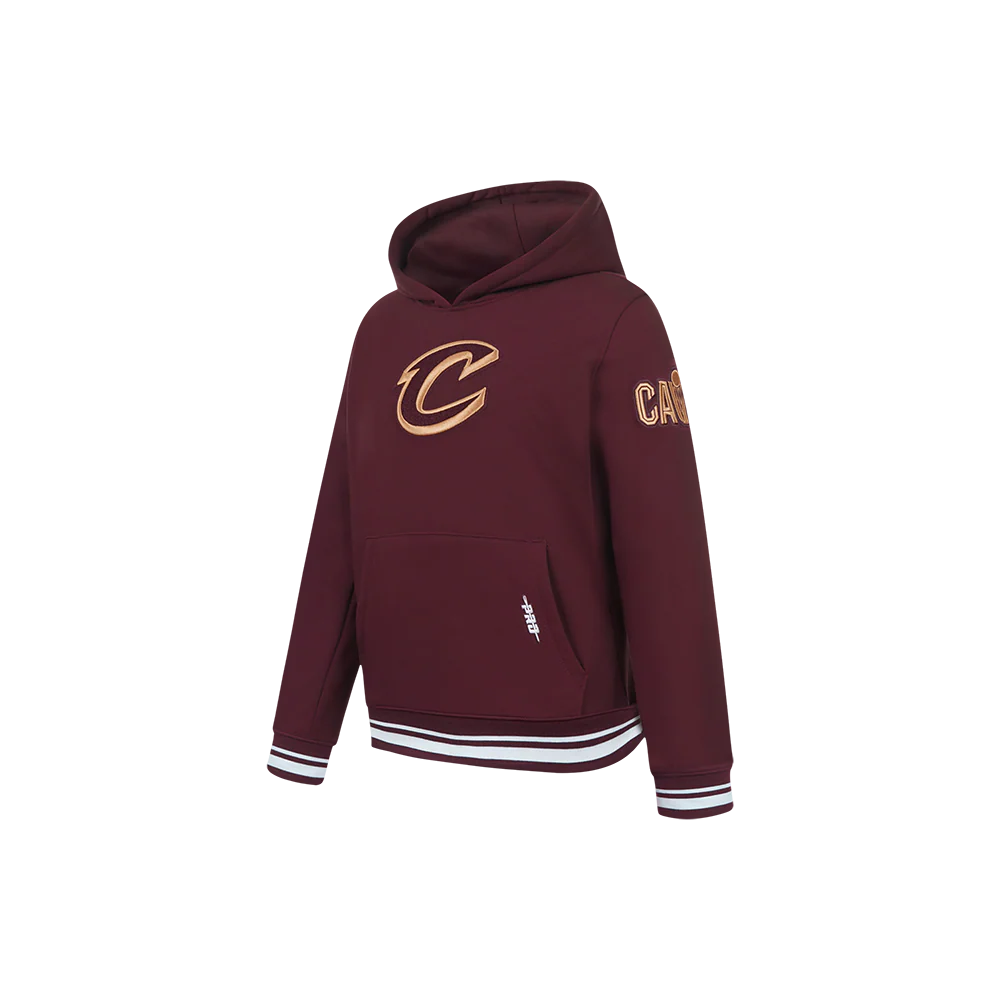 NBA CLEVELAND CAVALIERS RETRO CLASSIC LITTLE BOYS RIB FLEECE PULLOVER HOODIE (WINE) - Image 2