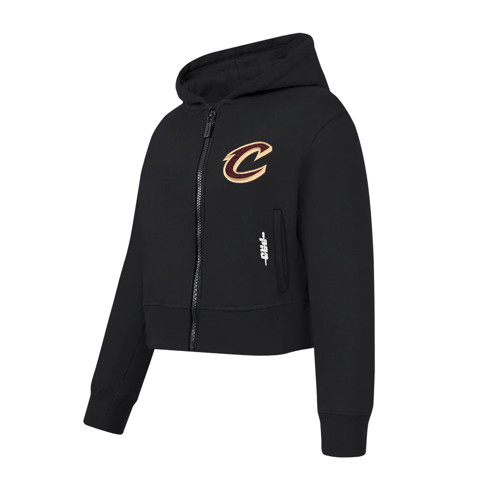 NBA CLEVELAND CAVALIERS CLASSIC LITTLE GIRLS FLEECE FULL ZIP HOODIE (BLACK) - Image 2