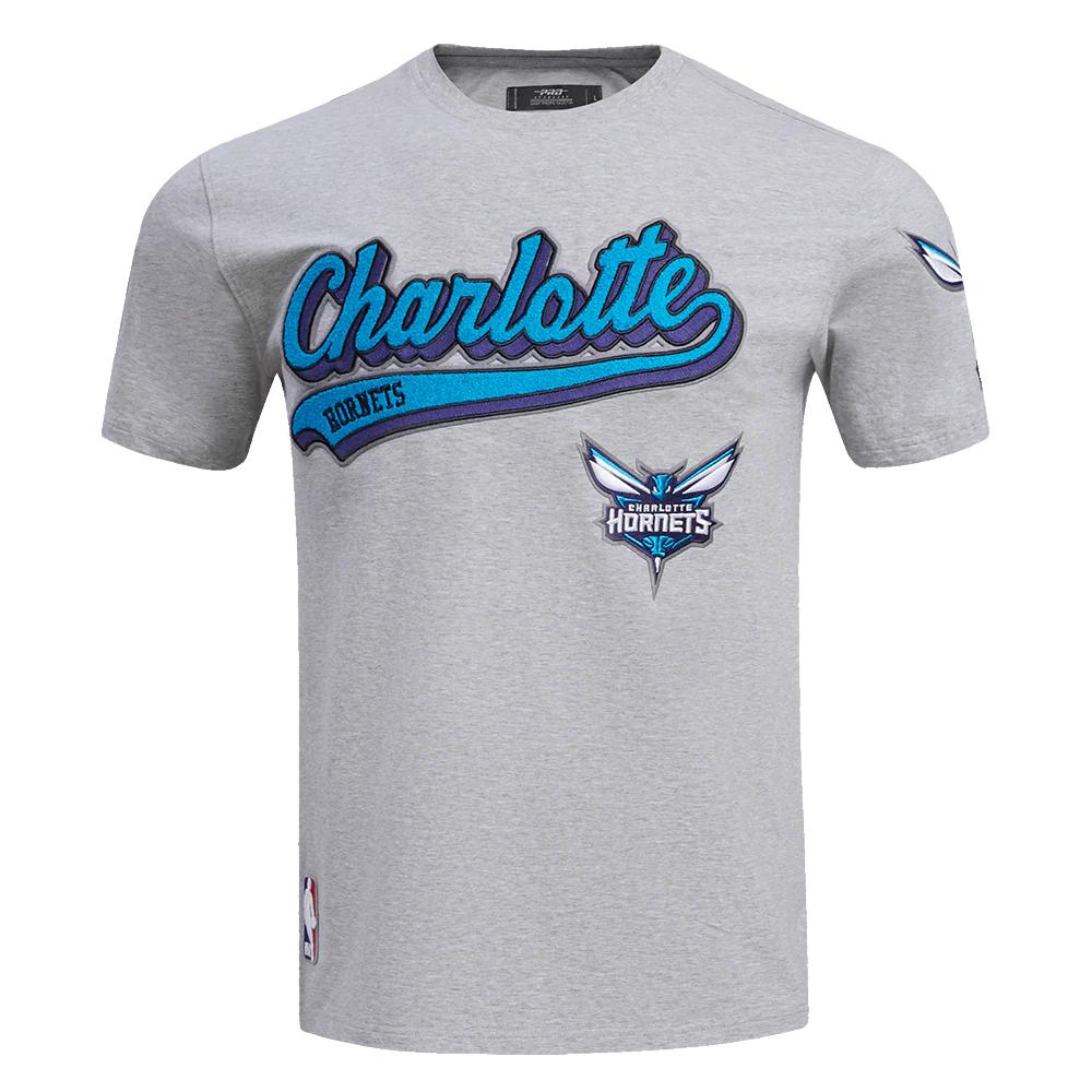 NBA CHARLOTTE HORNETS SCRIPT TAIL MEN'S TEE (HEATHER GREY)