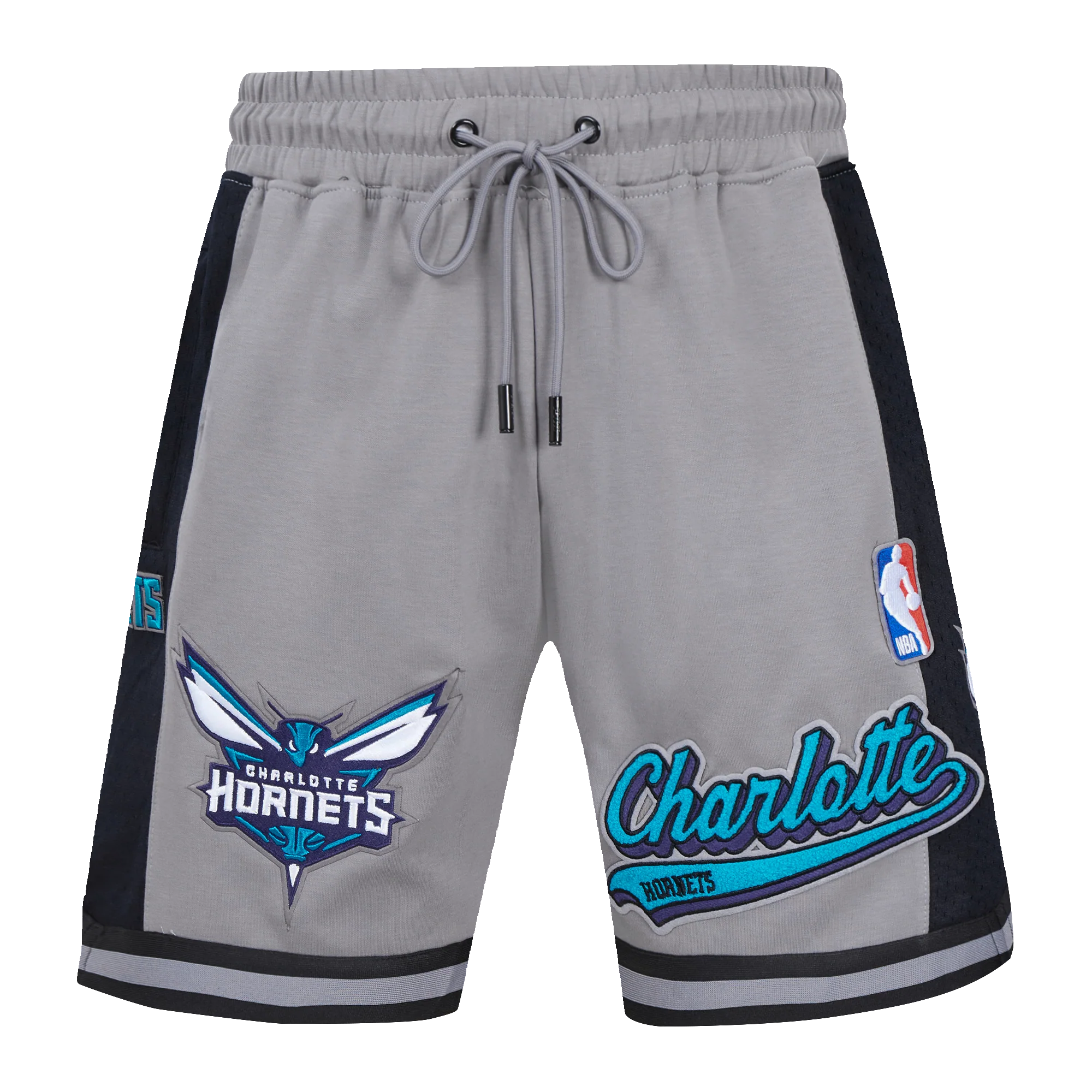 NBA CHARLOTTE HORNETS SCRIPT TAIL MEN'S DOUBLE KNIT 2.0 SHORT (GRAY/BLACK) - Image 2