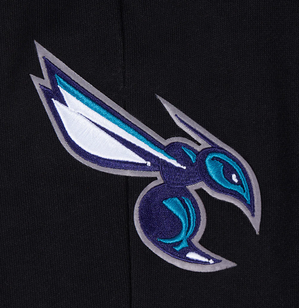 NBA CHARLOTTE HORNETS SCRIPT TAIL MEN'S RIB FLEECE SWEATPANT (BLACK/GRAY) - Image 6