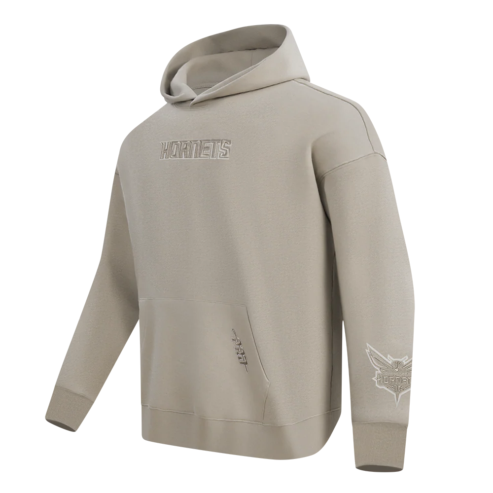 NBA CHARLOTTE HORNETS WINGSPAN MEN'S DROP SHOULDER FLEECE PULLOVER HOODIE (TAUPE) - Image 3
