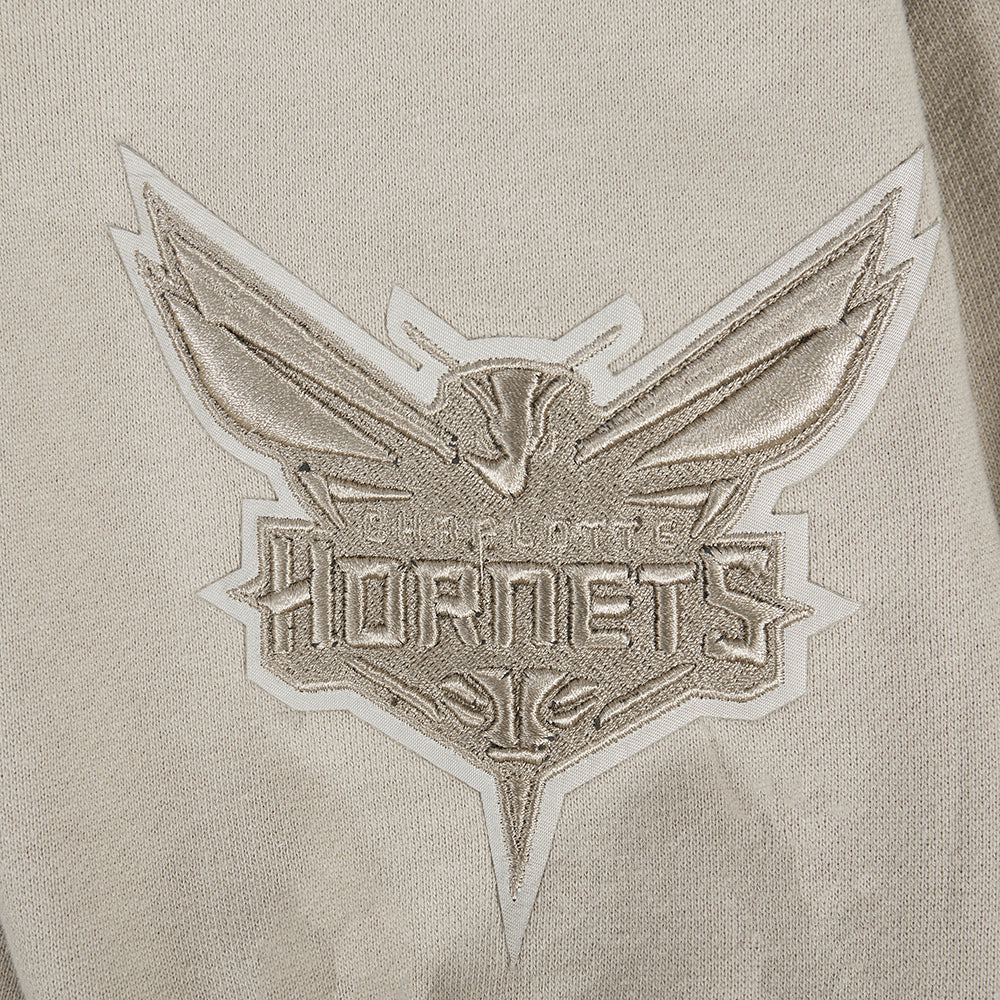 NBA CHARLOTTE HORNETS WINGSPAN MEN'S DROP SHOULDER FLEECE PULLOVER HOODIE (TAUPE) - Image 5